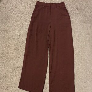 Chic Wide Leg Brown Women's Pants